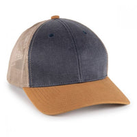 Custom premium rugged trucker cap with camo visor and logo - view 2