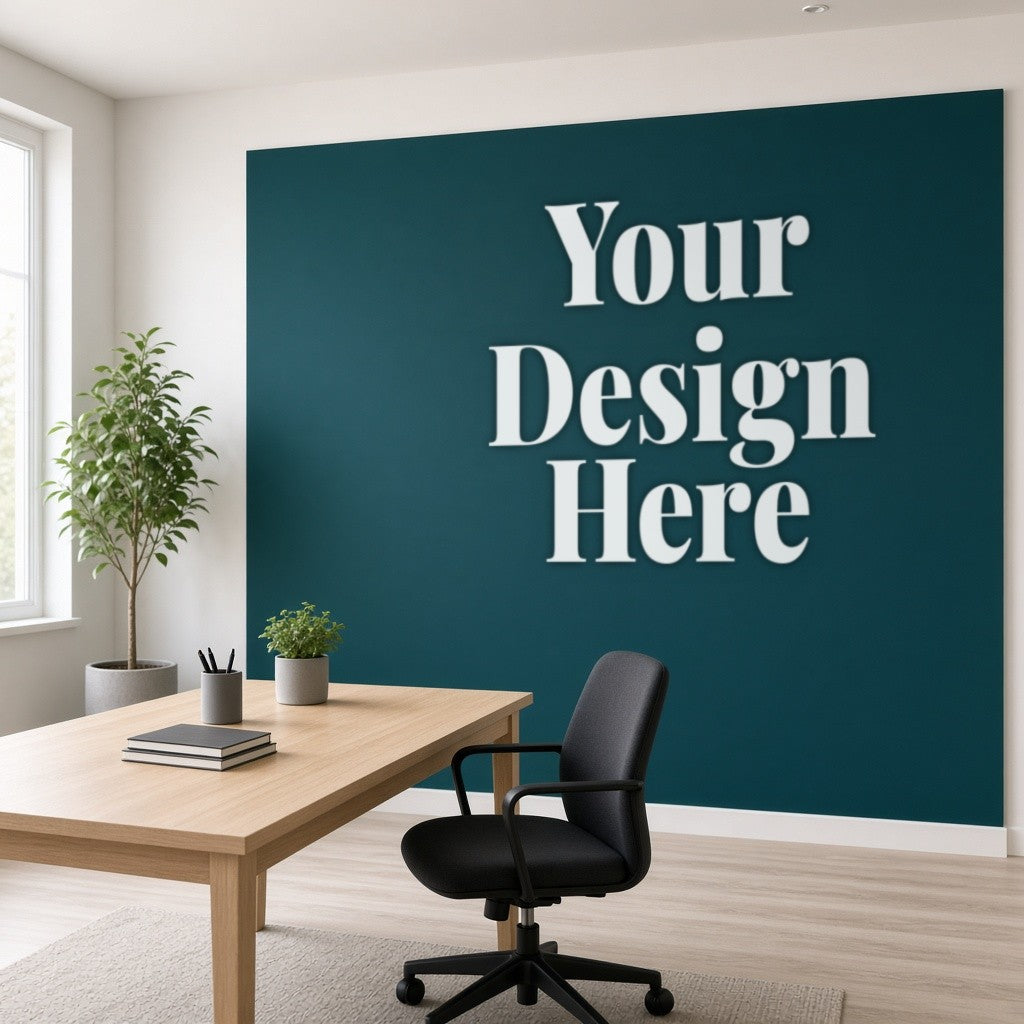 Low tac wall mural in an office with Your Design Here placeholder