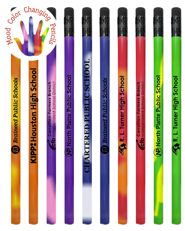 Mood Pencils custom printed with a sample design