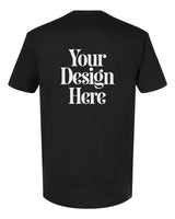 Black Next Level 3600 Cotton T-Shirt with Your Design Here placeholder (back)