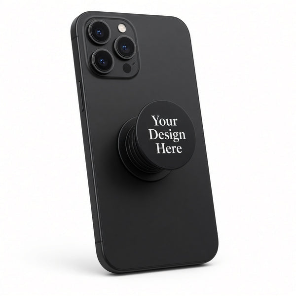 Phone Grippers custom printed with a sample design