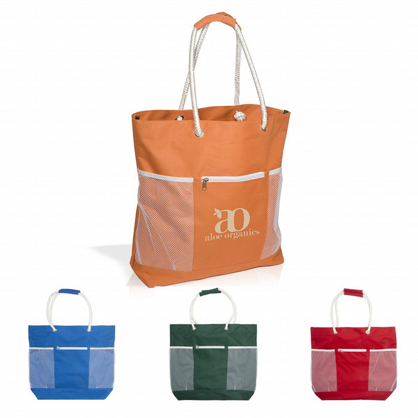 Polyester Tote custom printed with a sample design