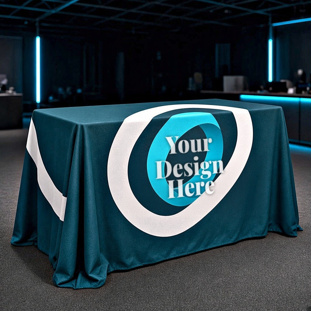 Premium table throw with Your Design Here printed on the front