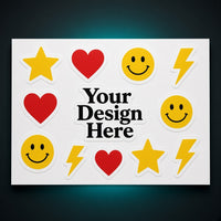 Sticker sheet of kiss-cut stickers with Your Design Here artwork