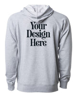 Athletic Heather Independent Trading Co. SS1000 Loopback Terry Hooded Sweatshirt with Your Design Here placeholder (back)