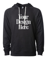 Black Independent Trading Co. SS1000 Loopback Terry Hooded Sweatshirt with Your Design Here placeholder