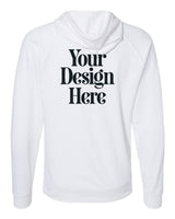 White Independent Trading Co. SS1000 Loopback Terry Hooded Sweatshirt with Your Design Here placeholder (back)