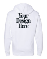 White Independent Trading Co. SS4500 Midweight Hooded Sweatshirt with Your Design Here placeholder (back)