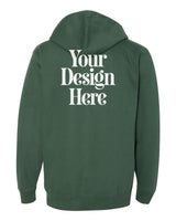 Alpine Green Independent Trading Co. SS4500Z Midweight Full-Zip Hooded Sweatshirt with Your Design Here placeholder (back)