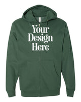 Alpine Green Independent Trading Co. SS4500Z Midweight Full-Zip Hooded Sweatshirt with Your Design Here placeholder