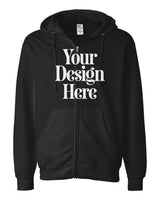 Black Independent Trading Co. SS4500Z Midweight Full-Zip Hooded Sweatshirt with Your Design Here placeholder