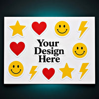 Sticker sheet of kiss-cut stickers with Your Design Here artwork