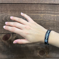 Stretch'Ems Woven Wristbands custom printed with a sample design