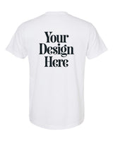 White Tultex 207 Poly-Rich V-Neck T-Shirt with Your Design Here placeholder (back)