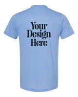 Heather Athletic Blue Tultex 241 Poly-Rich Blend T-Shirt with Your Design Here placeholder (back)