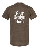 Heather Brown Tultex 241 Poly-Rich Blend T-Shirt with Your Design Here placeholder (back)