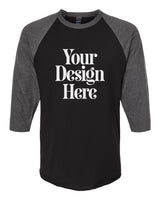 Black / Heather Charcoal Tultex 245 Fine Jersey Raglan T-Shirt with Your Design Here placeholder