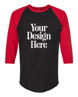 Black / Red Tultex 245 Fine Jersey Raglan T-Shirt with Your Design Here placeholder