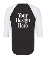 Black / White Tultex 245 Fine Jersey Raglan T-Shirt with Your Design Here placeholder (back)