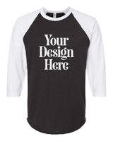 Black / White Tultex 245 Fine Jersey Raglan T-Shirt with Your Design Here placeholder