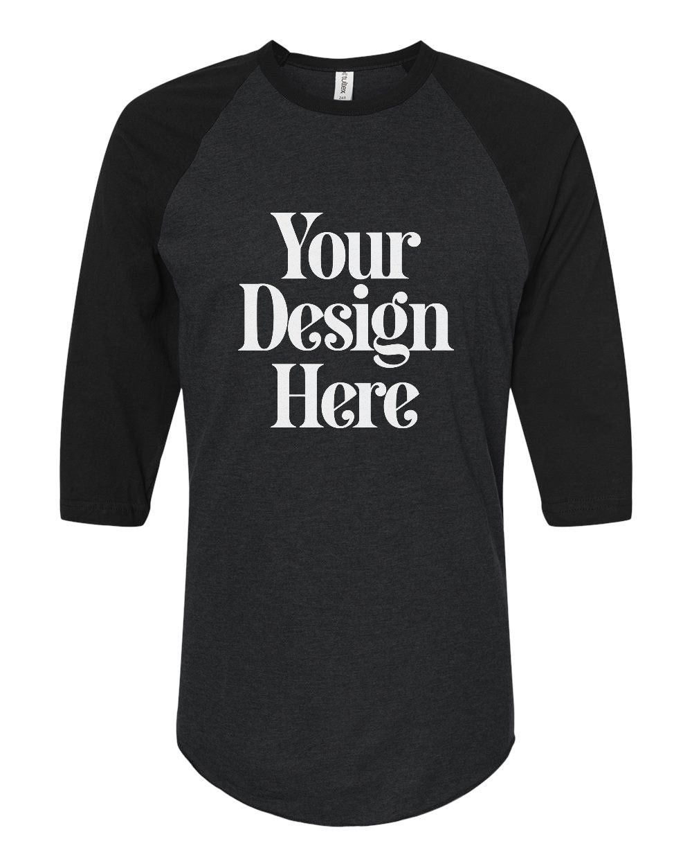 Heather Black / Black Tultex 245 Fine Jersey Raglan T-Shirt with Your Design Here placeholder