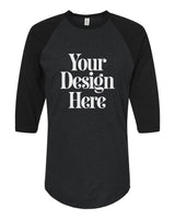 Heather Black / Black Tultex 245 Fine Jersey Raglan T-Shirt with Your Design Here placeholder