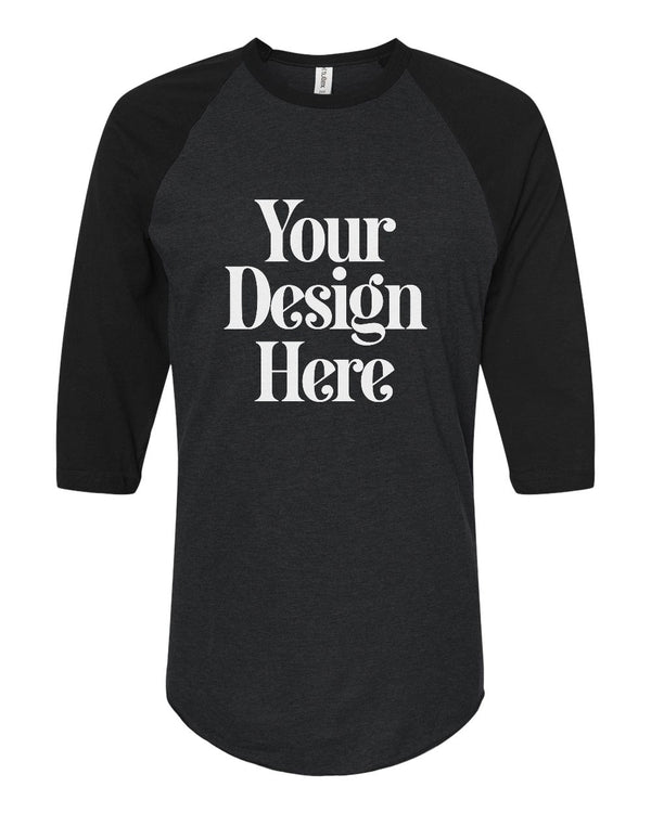 Heather Black / Black Tultex 245 Fine Jersey Raglan T-Shirt with Your Design Here placeholder