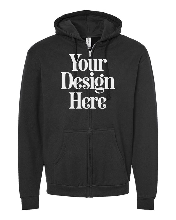 Black Tultex 331 Full-Zip Hooded Sweatshirt with Your Design Here placeholder