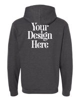 Heather Charcoal Tultex 331 Full-Zip Hooded Sweatshirt with Your Design Here placeholder (back)
