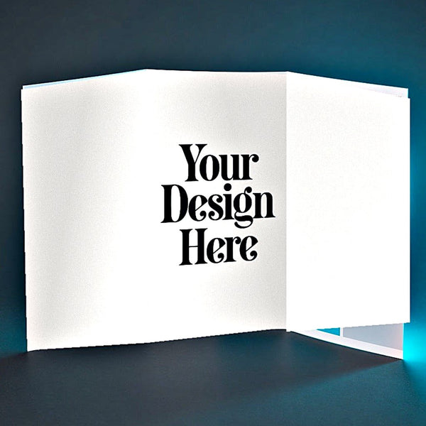 Tri-fold brochure with Your Design Here placeholder