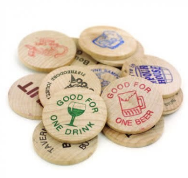 Wooden Nickel custom printed with a sample design